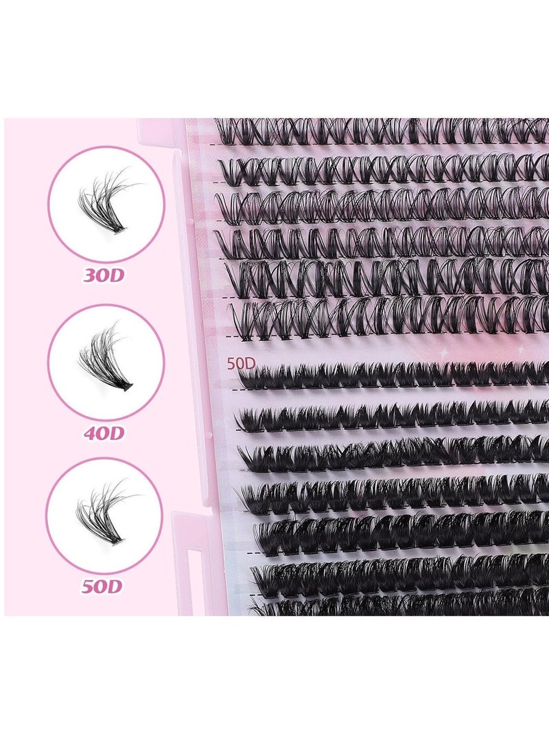 JOSQUEWNN 4 Styles DIY Eyelash Extension Kit 640 Clusters, 9-16mm Mixed Individual Lashes Cluster, Natural Curl Personal Eyelash Set, Segmented False Eyelashes, Thick Eyelashes - Image 3